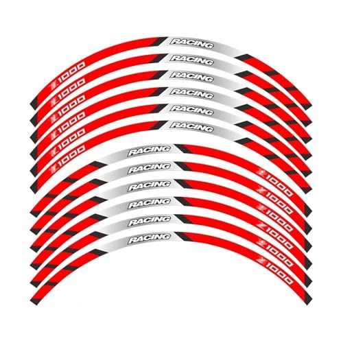SYHJKX Motorrad Vorder Und Hinterräder Rand Äußere Felge Aufkleber Reflektierende Streifen Rad Dekorative Für Kawasaki Z1000 Dekorationen(A Red) von SYHJKX