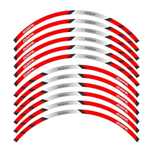 SYHJKX Motorrad Vorder Und Hinterräder Rand Äußere Felge Aufkleber Reflektierende Streifen Rad Für BMW G310R Dekorative Teile Dekorationen(A Red) von SYHJKX
