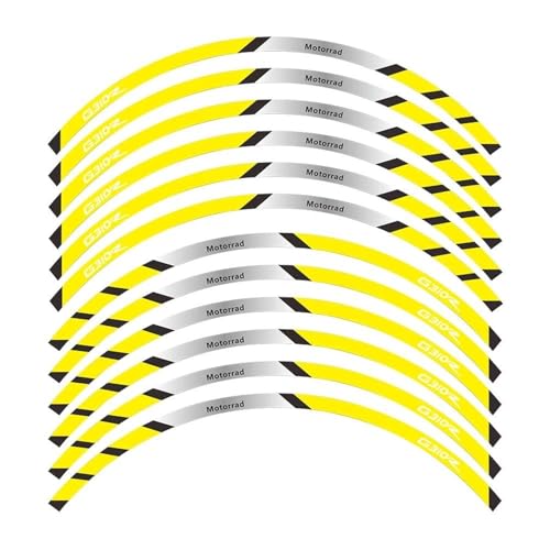SYHJKX Motorrad Vorder Und Hinterräder Rand Äußere Felge Aufkleber Reflektierende Streifen Rad Für BMW G310R Dekorative Teile Dekorationen(A Yellow) von SYHJKX