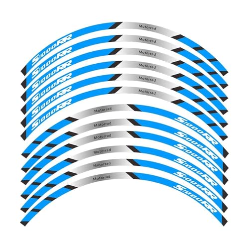 SYHJKX Motorrad Vorder Und Hinterräder Rand Äußere Felge Aufkleber Reflektierende Streifen Rad Für BMW S1000RR Dekorative Teile Dekorationen(A Blue) von SYHJKX
