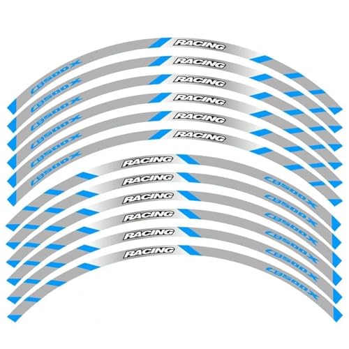 SYHJKX Motorrad Vorder Und Hinterräder Rand Äußere Felge Aufkleber Reflektierende Streifen Rad Für Honda CB500X Dekorative Teile Dekorationen(B Blue) von SYHJKX