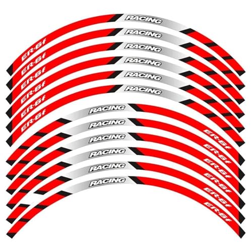 SYHJKX Motorrad Vorder Und Hinterräder Rand Äußere Felge Reflektierende Streifen Rad Aufkleber Dekorative Für Kawasaki ER-6F Dekorationen(A Red) von SYHJKX