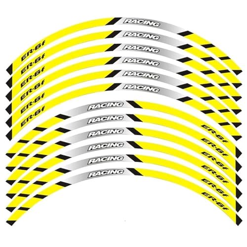 SYHJKX Motorrad Vorder Und Hinterräder Rand Äußere Felge Reflektierende Streifen Rad Aufkleber Dekorative Für Kawasaki ER-6F Dekorationen(A Yellow) von SYHJKX