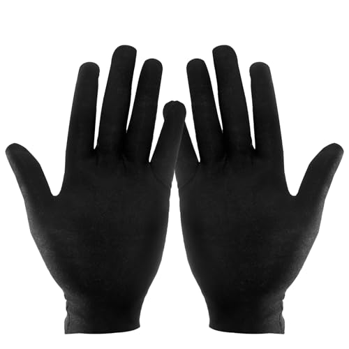 SYHSYC Baumwollhandschuhe 2 Paar Schwarze Stoff Handschuhe Baumwolle Weiche Textilhandschuhe für Hautpflege Handmasken Schmuck Untersuchen Stoffhandschuhe mit zertifizierter Hautverträglichkeit von SYHSYC