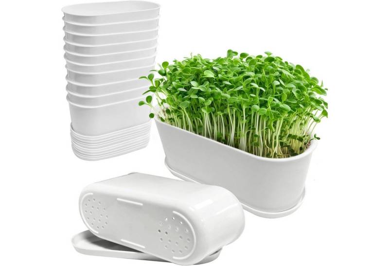 SYITCUN Kräutertopf 10x Kräutertopf Bonsai Topf 22cm Weiß Kunststoff Blumentopf Rechteck SYITCUN Kräutertopf 10x Kräutertopf Bonsai Topf 22cm Weiß Kunststoff Blumentopf Rechteck von SYITCUN