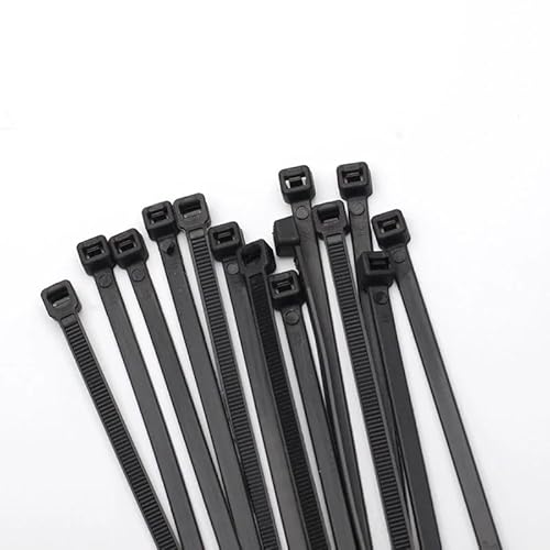100 stücke Selbstsichernde Kunststoff Nylon Kabelbinder Organizer 3 * 100mm Handschellen Draht Organizer Und Kabel Zip Management Gepäck Tag(Black,4x200mm) von SYLALE