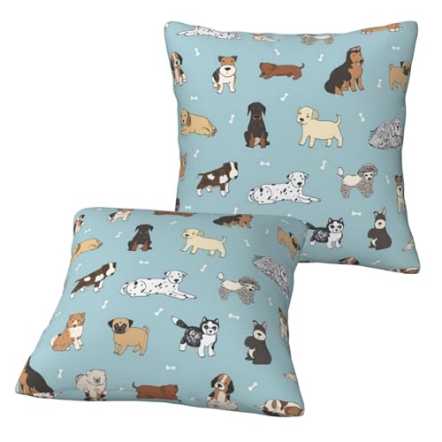Bedruckte Kissenbezüge mit Hundemotiv, 30 x 30 cm, quadratisch, dekorativer Kissenbezug, unsichtbarer Reißverschluss, 2 Stück von SYLALE