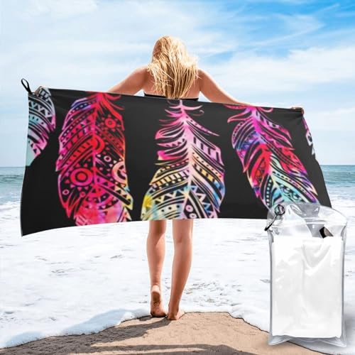 Buntes Traumfänger-Druck, schnelltrocknendes Badetuch, 160 x 80 cm, super saugfähige Mikrofaser-Handtücher für Reisen, Strand und Fitnessstudio von SYLALE