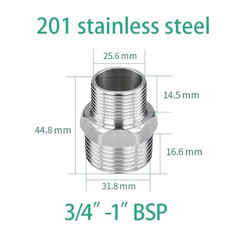 Edelstahl Minderer Fitting 1/4 "3/8" 1/2 "3/4" 1 "BSP Außengewinde Schnell Adapter Koppler Konektor Untuk Luft Öl Gas(6,1 PCS) von SYLALE
