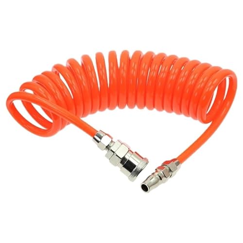 Federrohr 3M 6M 9M 12M 15M Flexibler PU-Rückstoßschlauch for Kompressor-Luftwerkzeug-Kollokation EU, JPN-Armaturenadapter(12mmx8mm EU type,15 Meter) von SYLALE