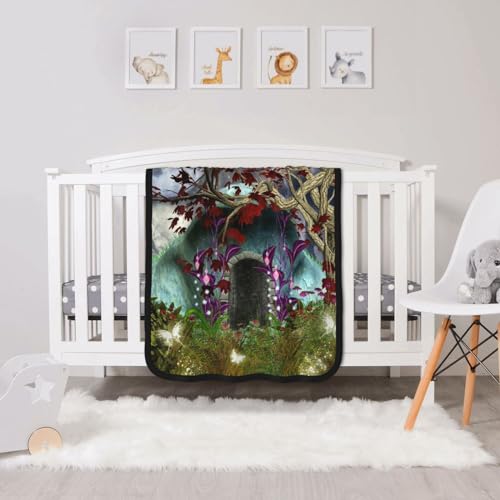 Gothic Fairy Garden bedruckte Flanell-Überwurfdecke 76 x 102 cm – warme und gemütliche Sherpa-Decke für Bett, Couch, Reisen, Sofa und Stühle von SYLALE