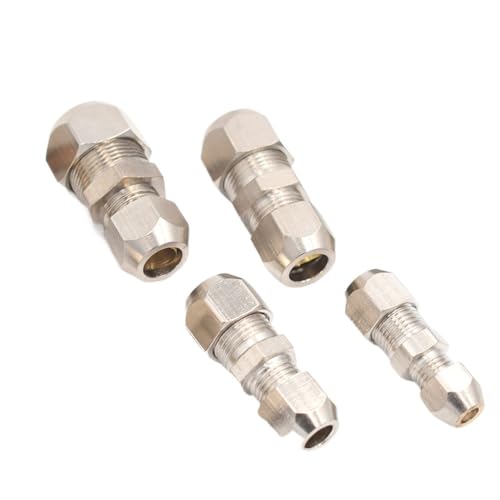 Kompressionshülse Rohrverschraubung 4-16mm Messingrohr Doppelkartensatz Kupferverbindungen Rohrmutterschloss Doppelt gerade(OD tube 8mm to 8mm) von SYLALE