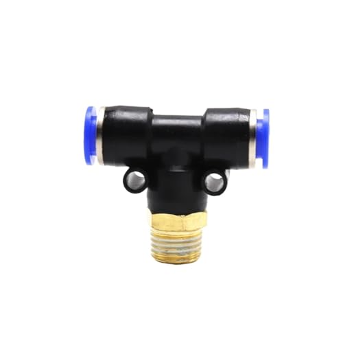 Luftanschlussstück T-förmiges T-Stück 12 mm-4 mm Schlauchleitung zu 1/8" 1/4" M5 3/8" 1/2" BSP Außengewinde Pneumatische Kupplung(8mm,3/8") von SYLALE