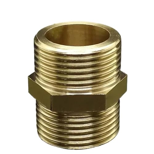 Messingrohr Sechskantnippel Schnelladapter 1/8" 1/4" 3/8" 1/2" 3/4" 1" 1-1/4" BSP Außengewinde Wasser-, Öl- und Gasanschluss(G1I8-G1I2) von SYLALE