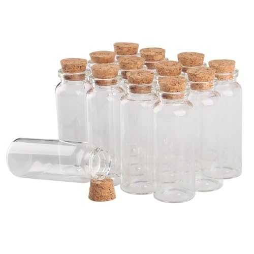 SYLALE 12 pieces/lot 10ml 15ml 20ml 25ml 30ml 40ml 45ml 50ml 55ml 60ml Glass Bottles With Cork Stopper Spice Jars Glass Vessels Crafts(25ml) von SYLALE