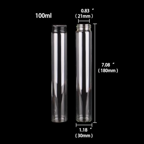 SYLALE 12 teile/los 10 ml 15 ml 20 ml 25 ml 30 ml 40 ml 50 ml 60 ml 80 ml 100 ml Glasflaschen mit schwarzen Aluminiumkappen Trank Gewürzgläser Vails(100ml) von SYLALE