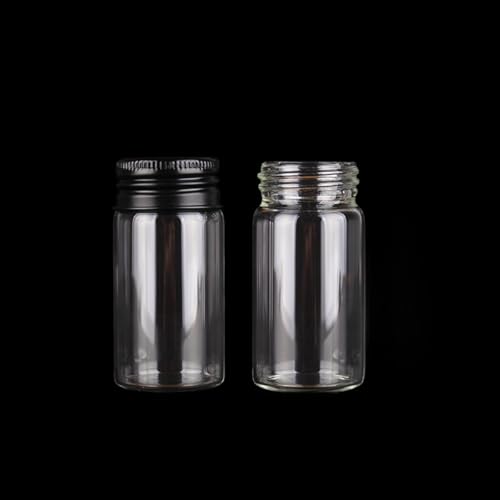 SYLALE 12 teile/los 10 ml 15 ml 20 ml 25 ml 30 ml 40 ml 50 ml 60 ml 80 ml 100 ml Glasflaschen mit schwarzen Aluminiumkappen Trank Gewürzgläser Vails(25ml) von SYLALE