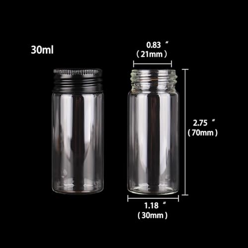 SYLALE 12 teile/los 10 ml 15 ml 20 ml 25 ml 30 ml 40 ml 50 ml 60 ml 80 ml 100 ml Glasflaschen mit schwarzen Aluminiumkappen Trank Gewürzgläser Vails(30ml) von SYLALE
