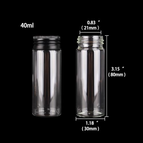 SYLALE 12 teile/los 10 ml 15 ml 20 ml 25 ml 30 ml 40 ml 50 ml 60 ml 80 ml 100 ml Glasflaschen mit schwarzen Aluminiumkappen Trank Gewürzgläser Vails(40ml) von SYLALE