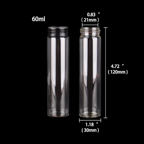 SYLALE 12 teile/los 10 ml 15 ml 20 ml 25 ml 30 ml 40 ml 50 ml 60 ml 80 ml 100 ml Glasflaschen mit schwarzen Aluminiumkappen Trank Gewürzgläser Vails(60ml) von SYLALE
