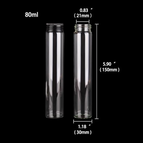 SYLALE 12 teile/los 10 ml 15 ml 20 ml 25 ml 30 ml 40 ml 50 ml 60 ml 80 ml 100 ml Glasflaschen mit schwarzen Aluminiumkappen Trank Gewürzgläser Vails(80ml) von SYLALE