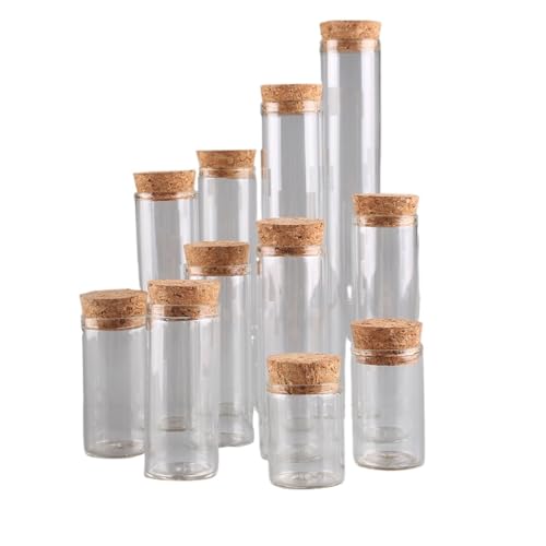 SYLALE 12 teile/los 15 ml 20 ml 25 ml 30 ml 40 ml 45 ml 50 ml 55 ml 60 ml Glastest röhrchen Mit Korken Wunschflaschen for Kunst DIY Handwerk(45ml) von SYLALE