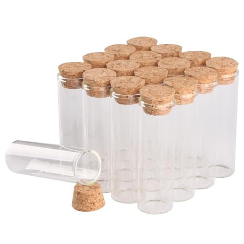 SYLALE 12 teile/los Durchmesser 25 Millimeter 30ml 40ml 50ml 60ml Glas Reagenzgläser Mit Korken Wishing Flaschen for Kunst DIY Handwerk(60ml) von SYLALE