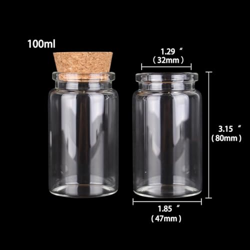 SYLALE 2 teile/los 50 ml 60 ml 80 ml 100 ml 120 ml 150 ml Glasflaschen mit Korken Süßigkeiten Gewürzgläser for Kunsthandwerk Hochzeitsgeschenke 6 Größen U-pick(100ml) von SYLALE