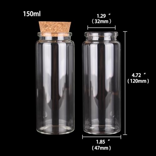 SYLALE 2 teile/los 50 ml 60 ml 80 ml 100 ml 120 ml 150 ml Glasflaschen mit Korken Süßigkeiten Gewürzgläser for Kunsthandwerk Hochzeitsgeschenke 6 Größen U-pick(150ml) von SYLALE