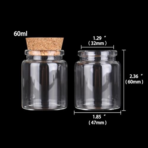 SYLALE 2 teile/los 50 ml 60 ml 80 ml 100 ml 120 ml 150 ml Glasflaschen mit Korken Süßigkeiten Gewürzgläser for Kunsthandwerk Hochzeitsgeschenke 6 Größen U-pick(60ml) von SYLALE