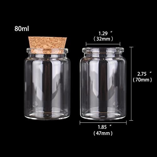 SYLALE 2 teile/los 50 ml 60 ml 80 ml 100 ml 120 ml 150 ml Glasflaschen mit Korken Süßigkeiten Gewürzgläser for Kunsthandwerk Hochzeitsgeschenke 6 Größen U-pick(80ml) von SYLALE