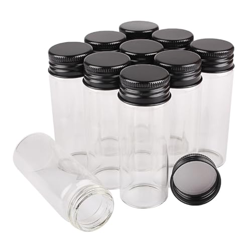 SYLALE 200 Stück 40 ml 30 x 80 mm Glasflaschen mit schwarzem Aluminiumdeckel for Kunst, DIY, Handwerk, Hochzeitsgeschenk von SYLALE