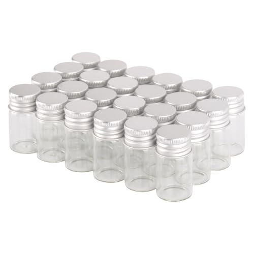SYLALE 24 Stück 22 x 40 mm 7 ml Glasflaschen mit Aluminiumdeckel Kleine Mini-Gewürzgläser aus Glas Fläschchen for Hochzeitsgeschenke von SYLALE