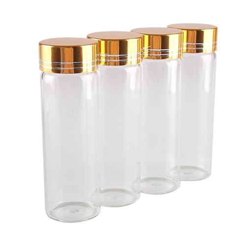 SYLALE 24 Stück 45 ml 30 * 90 mm Glasflaschen mit goldenen Kappen Transparente Glasparfüm-Gewürzflaschen Glasbehälter von SYLALE