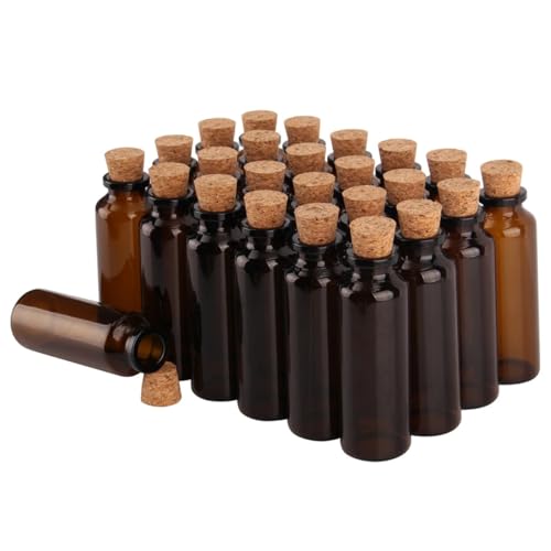 SYLALE 24 teile/los 5 ml 7 ml 10 ml 15 ml 20 ml 30 ml Braunglasflaschen Mit Korken Leere Nachrichtengläser Fläschchen for Kunst DIY Handwerk(7ml) von SYLALE