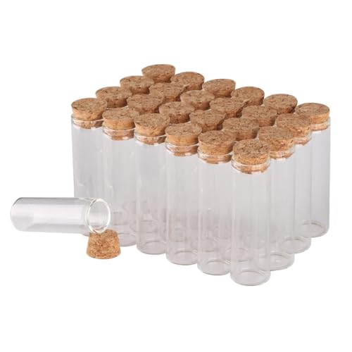 SYLALE 24pcs/lot 5ml 7ml 10ml 14ml 18ml 20ml 25ml 30ml Glass Test Tube with Cork Stopper Message Bottles Jars Vials Gift Art DIY Crafts(20ml-80mm) von SYLALE