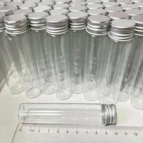 SYLALE 28/50 Stück 25 ml Klarglasflaschen mit Deckel 13 × 22 × 100 mm Winzige dekorative Gläser DIY Handwerk Mini-Reagenzglas Transparente Fläschchen(50 pieces) von SYLALE