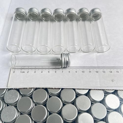 SYLALE 50/100 Stück 20 ml Klarglasflaschen mit Aluminiumdeckel 13 × 22 × 80 mm Kleine Reagenzglasfläschchen DIY Basteln Dekorative Vorratsgläser(100 pieces) von SYLALE