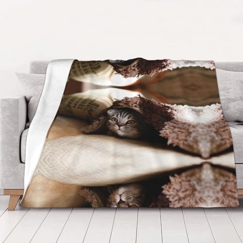 SYLALE Decke mit Katzenmotiv, superweich, flauschig, Flanell, Überwurfdecke für Couch, Sofa, Bett und Büro, Nickerchen von SYLALE
