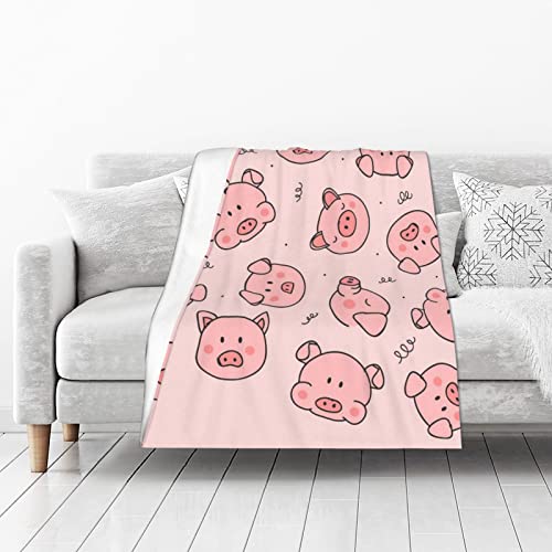 SYLALE Flanell-Decke/Überwurf mit süßem Schwein-Motiv, 102 x 127 cm, ideal für Bett, Wohnzimmer, Sofa, Couch, Rosa von SYLALE