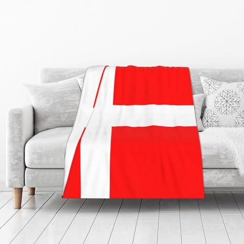 SYLALE Flanell-Decke mit dänischer Flagge, bedruckt, 102 x 127 cm, ideal für Bett, Wohnzimmer, Sofa, Couch von SYLALE