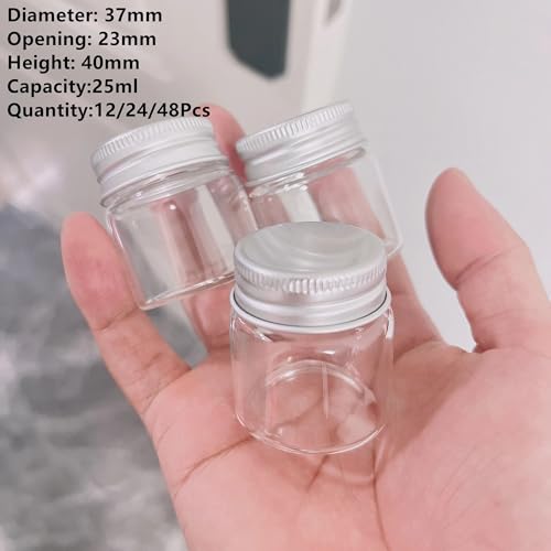 SYLALE Glasflaschen 12/24/48 Stück 23 * 37 * 40 mm 25 ml Aluminiumkappe Glasgefäße Leere Behälter Wunschflaschen Mini-Fläschchen(24 pieces) von SYLALE