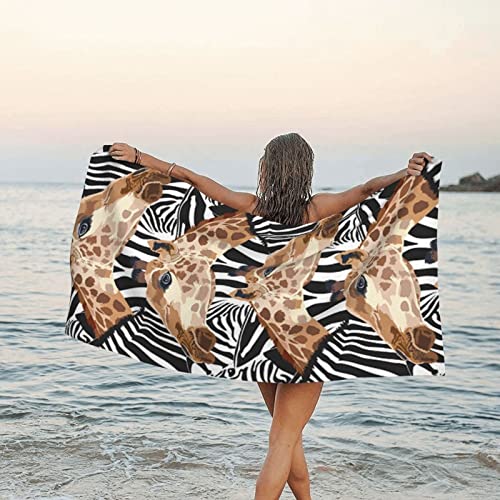 SYLALE Zebra und Giraffe schnell trocknendes Badetuch 80 x 160 cm – ultrafeine Faser Strandtücher – leicht, kompakt und vielseitig von SYLALE