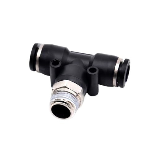 Schwarzer Luftanschluss T-Stück 12 mm - 4 mm Schlauchleitung zu 1/8 Zoll 1/4 Zoll M5 3/8 Zoll 1/2 Zoll BSP Außengewinde Pneumatische Kupplung(6mm,1/4") von SYLALE