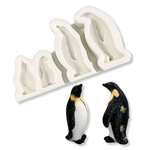 Sylale 2 Stück Little Penguin Matte Drop Glue Dekorative Silikonformen Vier Pinguin Schokoladen Backfondantformen Fondant Formen von SYLALE