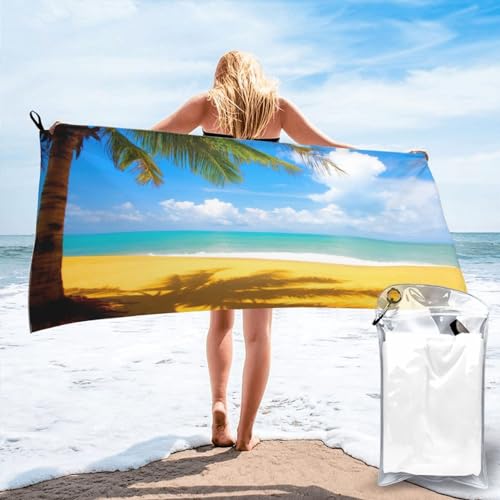 Wolken und Palmen Strände Druck Schnell Trocknendes Badetuch 140 x 70 cm – Super saugfähige Mikrofaser-Handtücher für Reisen, Strand und Fitnessstudio von SYLALE