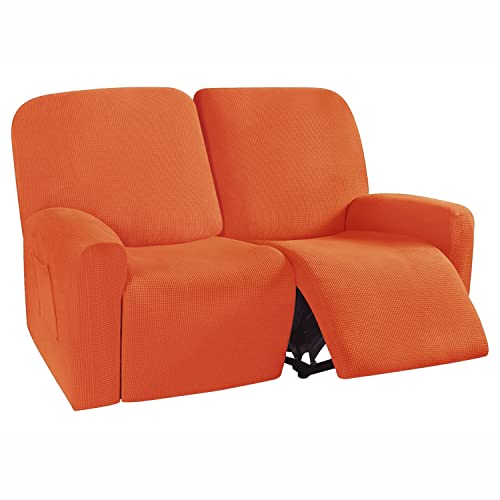 6-teiliges Relaxsofa Bezug Sets Stretch Reclining Loveseat Split Stretch Couch Schonbezug geneigte Sofabezug 2-Sitzer Sektionale Polar Fleece (Orange) von SYLC