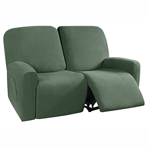 6-teiliges Relaxsofa Bezug Sets Stretch Reclining Loveseat Split Stretch Couch Schonbezug geneigte Sofabezug 2-Sitzer Sektionales Polar Fleece (Armeegrün) von SYLC