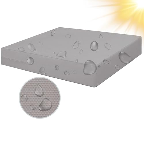 SYLC 100% Wasserdicht Draußen Bezüge Für Gartenpolster Rattan Sitzkissenbezug Mit Reißverschluss Terrasse Auflagen überwürfe Maßgeschneidert (40×40×10 cm,Light Grey) von SYLC