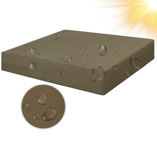 SYLC 100% Wasserdicht Draußen Bezüge Für Gartenpolster Rattan Sitzkissenbezug Mit Reißverschluss Terrasse Auflagen überwürfe Maßgeschneidert (45×45×10 cm,Taupe) von SYLC